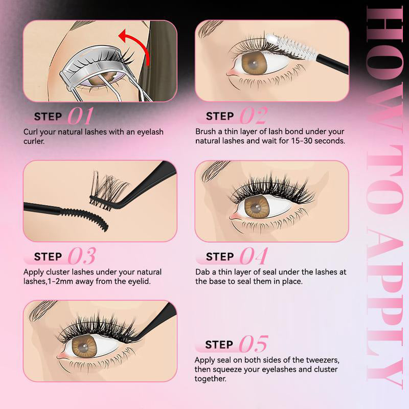 Lashes Cluster Bond & Seal & Remover For Girls Waterproof Longlasting Makeup 3In1 Glue