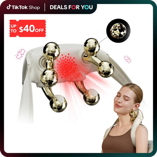 Neck Massager with Heat – Deep Tissue Shiatsu, Cordless & Portable, Pain Relief for Neck & Shoulders