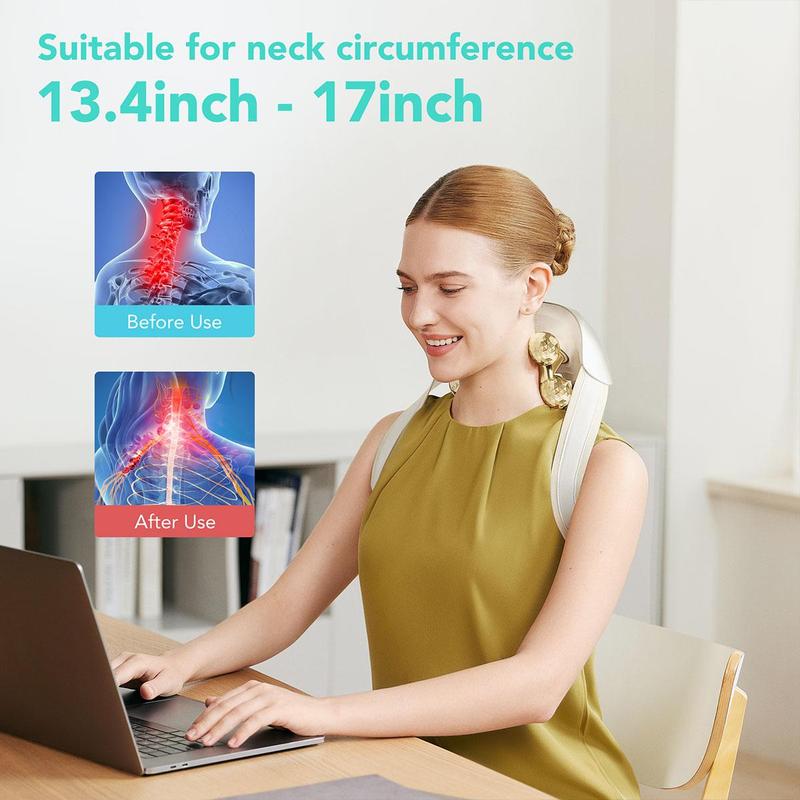 Neck Massager with Heat – Deep Tissue Shiatsu, Cordless & Portable, Pain Relief for Neck & Shoulders