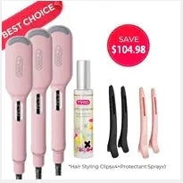 3 COMPACT Hair Waver Crimper & Free 4 Hair Clips & Free Heat Protectant Spray- 69.97